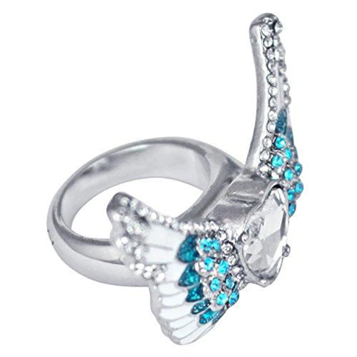 Ritzy Couture "Angels Among Us" Heart & Angel Wing (Silvertone) Ring
