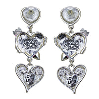 Ritzy Couture Heart & Arrow Dangle Pink Charm Earrings (Silvertone)