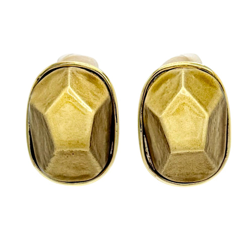 Kenneth Jay Lane statement earrings in faceted 3D nugget design