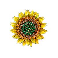 Lunch at The Ritz Sunflower Crystal Post Earrings 22k Gold Enamel Handmade USA