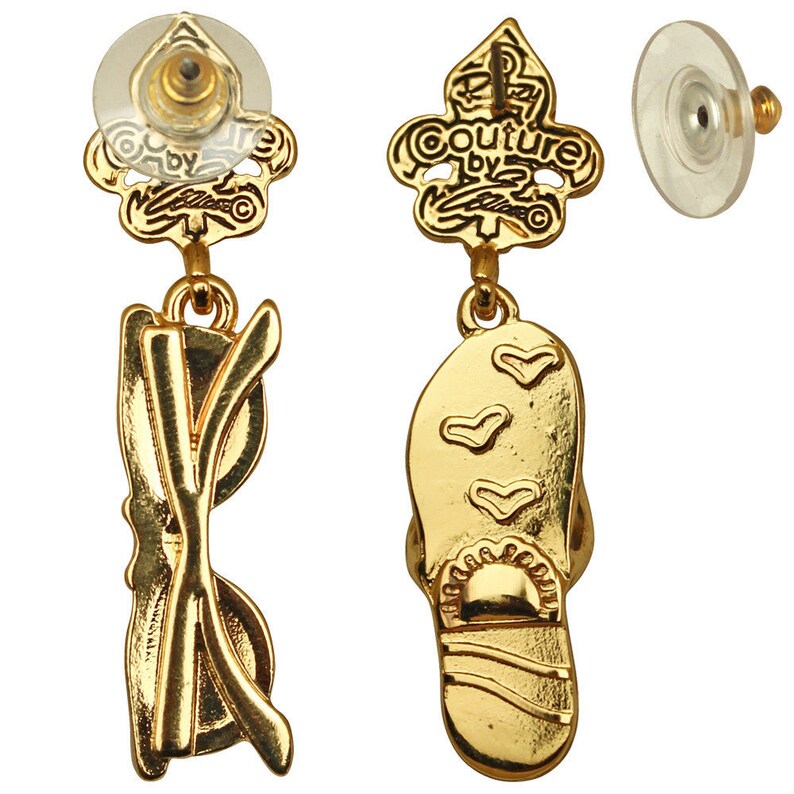 Ritzy Couture Summer Sunglass & Flip Flop Beach Day Earrings (Goldtone)