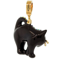 Ritzy Couture Halloween Scared Kitty Black Cat Enhancer Charm Necklace Goldtone