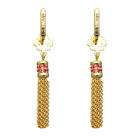 Ritzy Couture Fleur-de-Lis Rose Pink Tassel Leverback Earrings - Goldtone Luxury - Goldtone/Rose Tassel