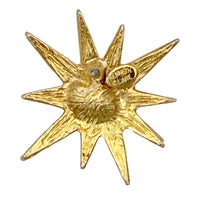 Kenneth Jay Lane 22k Gold Silver Plated Starburst Post Earrings with Crystals