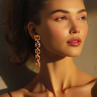 Oscar De La Renta Rose Gold Smoke Topaz Crystal Drop Earrings Contemporary