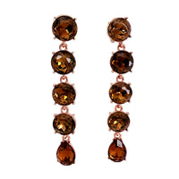 Oscar De La Renta Rose Gold Smoke Topaz Crystal Drop Earrings Contemporary