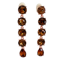Oscar De La Renta Rose Gold Smoke Topaz Crystal Drop Earrings Contemporary
