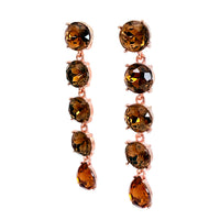 Oscar De La Renta Rose Gold Smoke Topaz Crystal Drop Earrings Contemporary