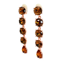 Oscar De La Renta Rose Gold Smoke Topaz Crystal Drop Earrings Contemporary