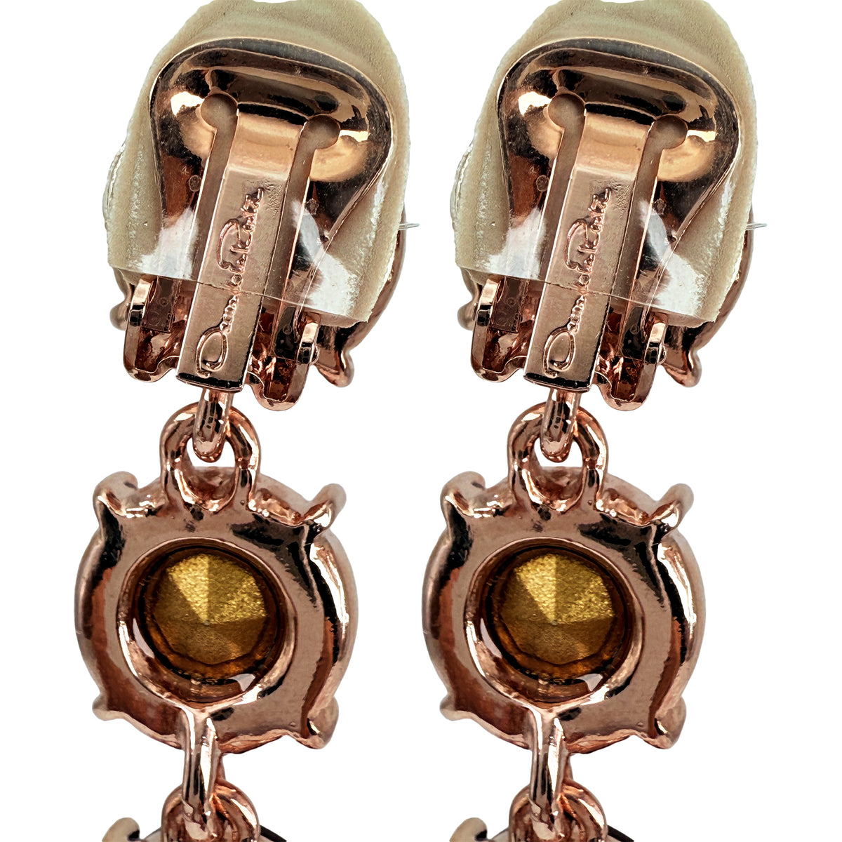 Oscar De La Renta Rose Gold Smoke Topaz Crystal Drop Earrings Contemporary