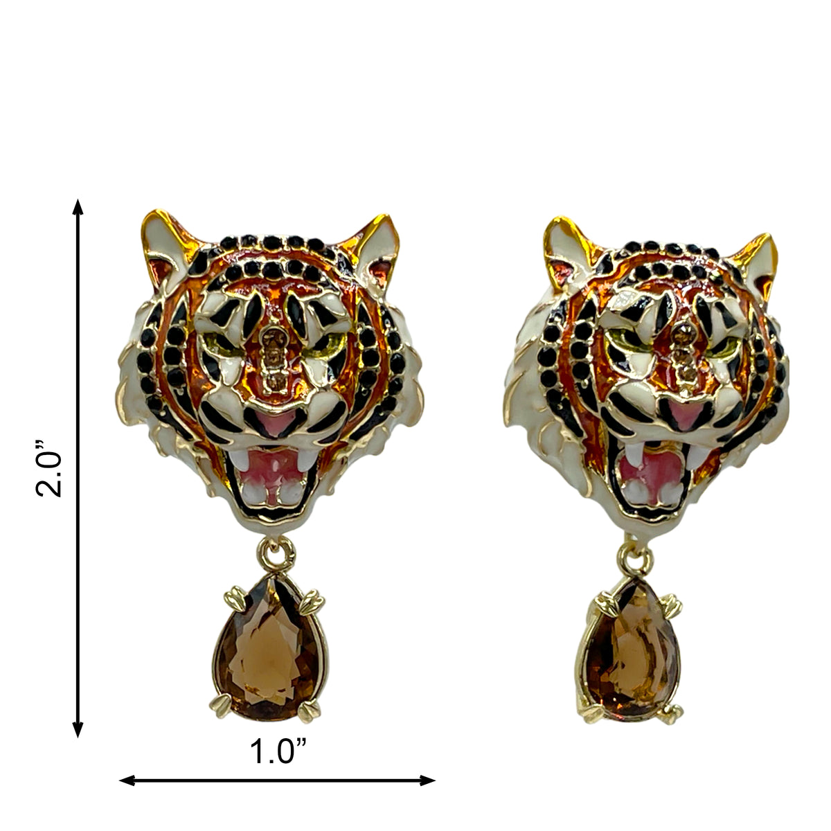 Ritzy Couture DeLuxe Bengal Tiger Earrings - Tiger Stripe Design - 22k Gold Plate