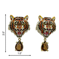 Ritzy Couture DeLuxe Bengal Tiger Earrings - Tiger Stripe Design - 22k Gold Plate