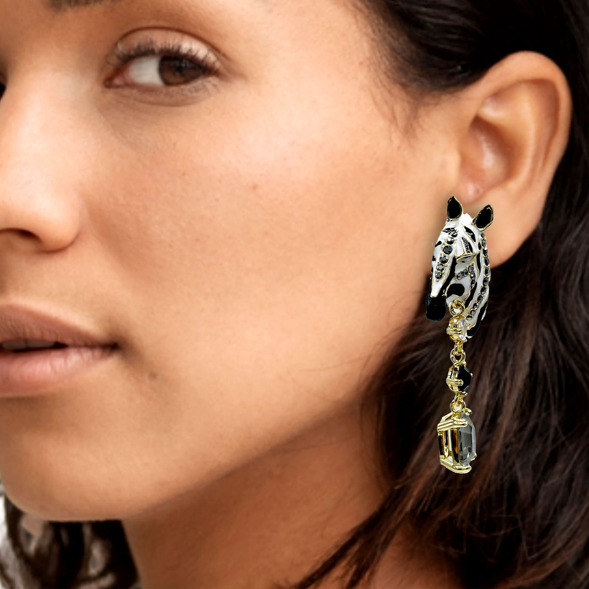 Ritzy Couture DeLuxe Wild Zebra Print Animal Statement Earrings - 22k Gold-Plated
