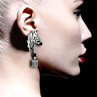 Ritzy Couture DeLuxe Wild Zebra Animal Print Statement Earrings - Fine Silver-Plated