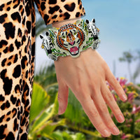 Ritzy Couture DeLuxe Wild Animal Hinged Cuff Bracelet Fine Silver Plated - Sz Med