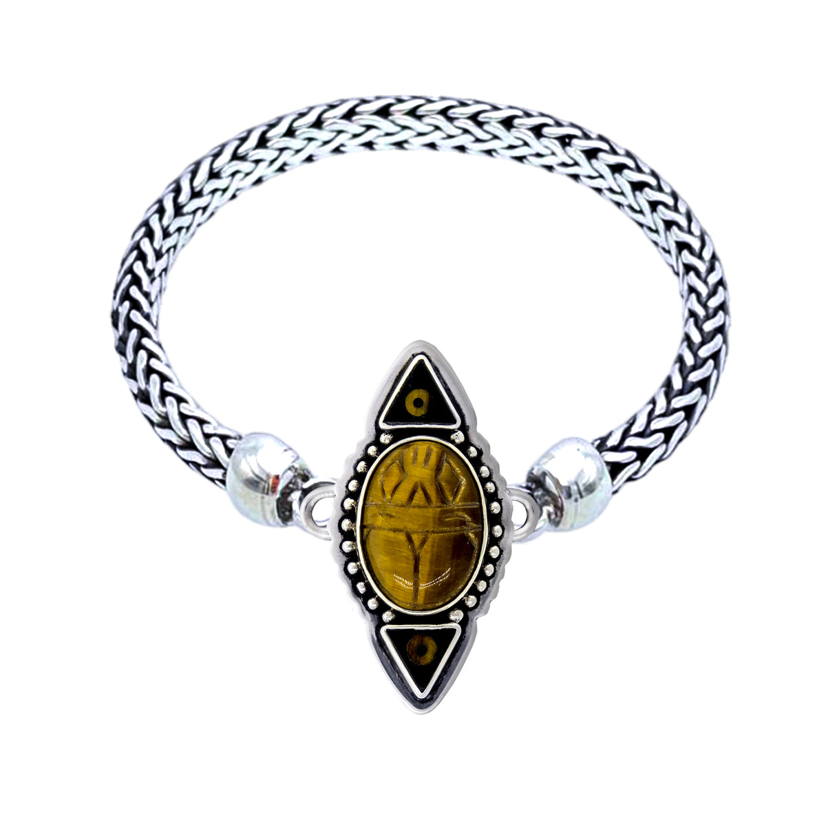Tabra Jewelry 925 Sterling Silver Tiger Eye Onyx Connector Charm from Esme's Vault OOK462