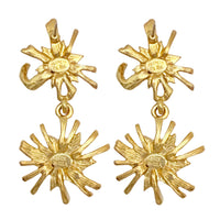 Kenneth Jay Lane 22k Gold and Silver Crystal Pave Starburst Dangle Post Earrings