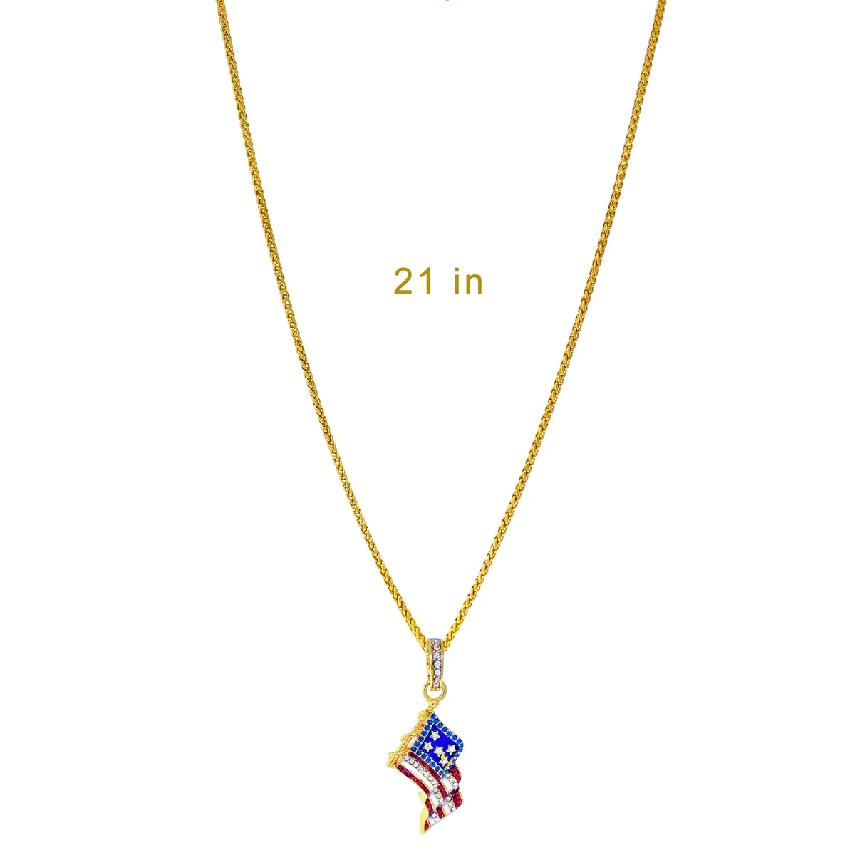 Sparkling July 4th USA Flag Enhancer Pendant Ritzy Couture DeLuxe-18k Gold Plate