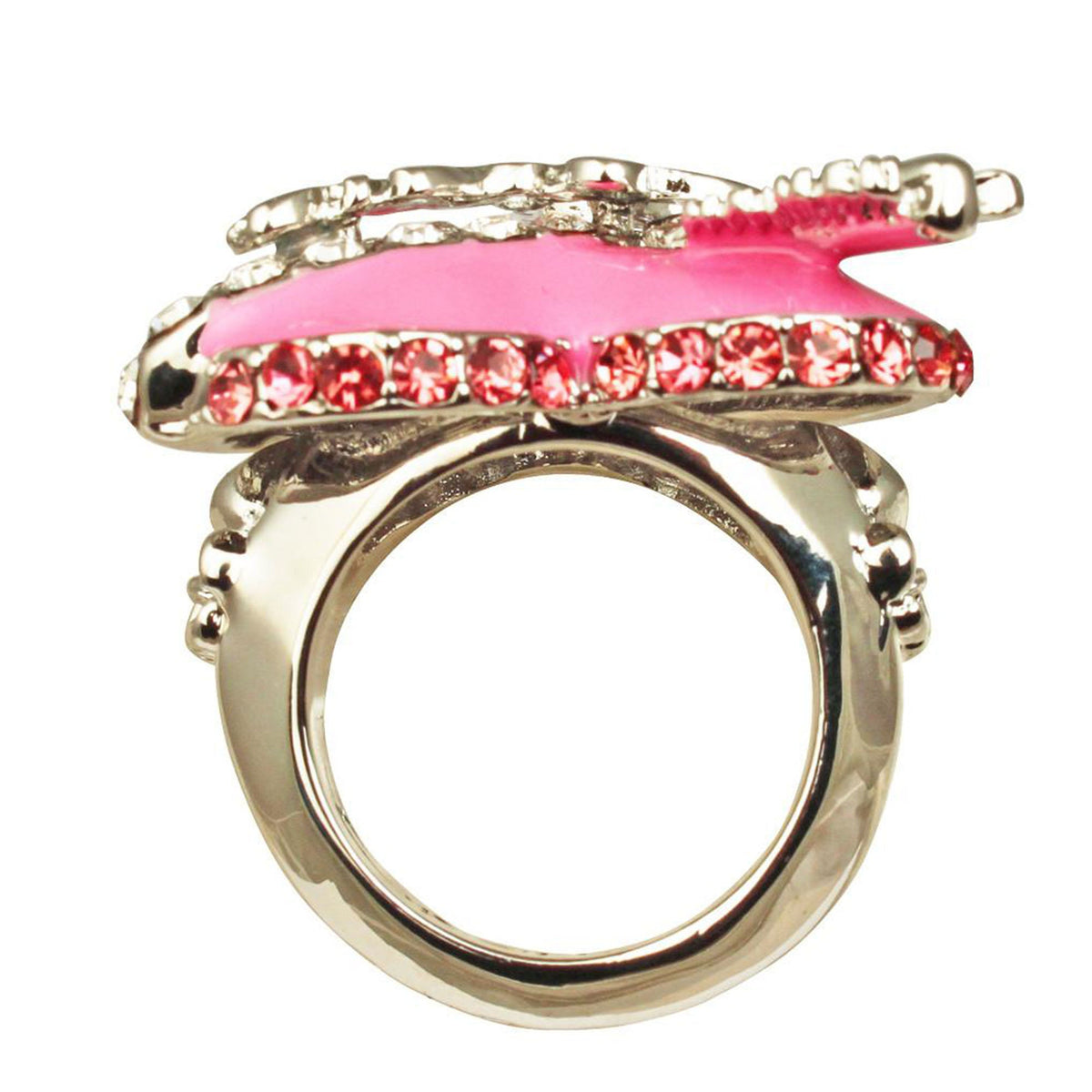 Ritzy Couture Love Heart & Arrow Pink Dangle Rings (Silvertone)