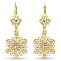 Icy Winter Snowflake Gold Dangle Earrings by Ritzy Couture DeLuxe - 22Gold Plated