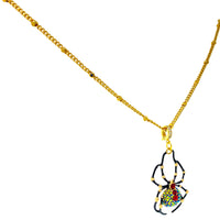 Ritzy Couture Spider Black AB Crystal Halloween Enhancer Pendant Necklace - Goldtone