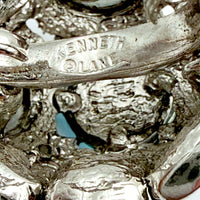 Kenneth Jay Lane Silver Plated Ring with Aquamarine Austrian Crystals Adjustable