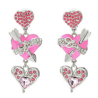 Ritzy Couture Heart & Arrow Dangle Pink Charm Earrings (Silvertone)