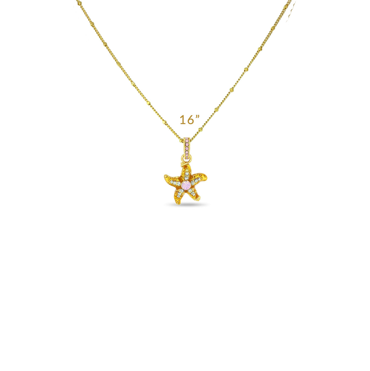 Topaz Crystal Starfish Enhancer Charm by Ritzy Couture DeLuxe - 18K Gold Plated