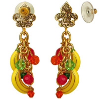 Ritzy Couture Gone Bananas Bunch Bead Charm Earrings (Goldtone) - Multicolor