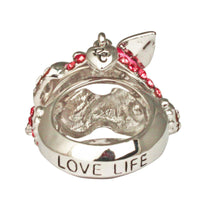 Ritzy Couture Love Heart & Arrow Pink Dangle Rings (Silvertone)