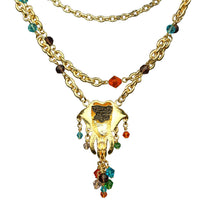 Ritzy Couture Royal Maharaja Elephant Dangle Necklace (Goldtone) - Multicolor