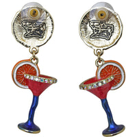 Ritzy Couture Pool Party Cocktail Glass Multi Color Dangle Earrings (Goldtone)