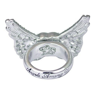 Ritzy Couture "Angels Among Us" Heart & Angel Wing (Silvertone) Ring