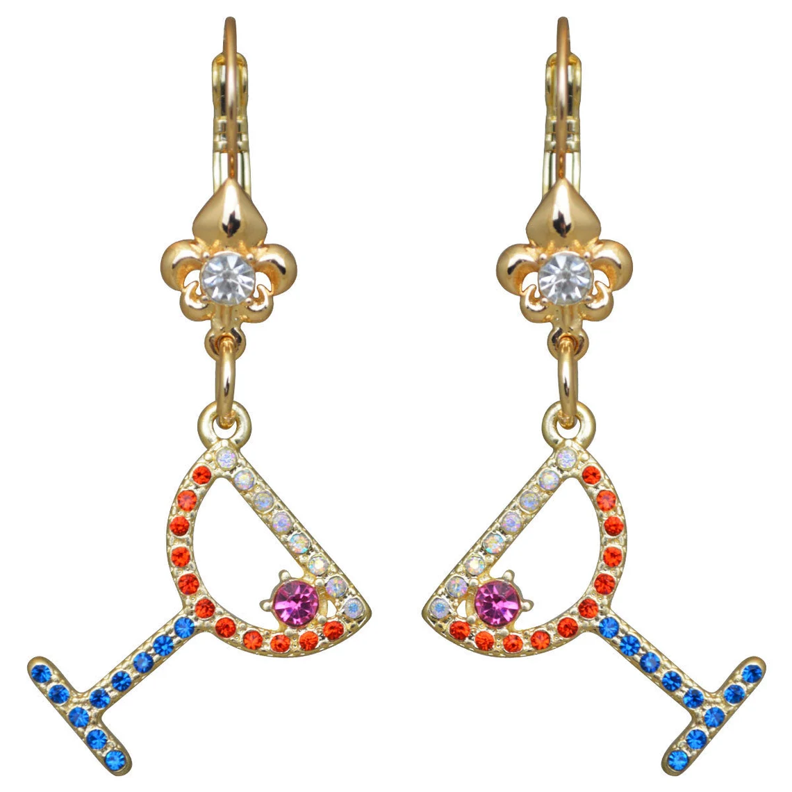 Ritzy Couture Pave Crystal Margarita Cocktail Leverback Earrings (Goldtone)