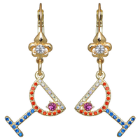 Ritzy Couture Pave Crystal Margarita Cocktail Leverback Earrings (Goldtone)