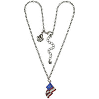 Ritzy Couture American Flag Charm Pendant Necklace (Silvertone) - Red/Blue/Silver