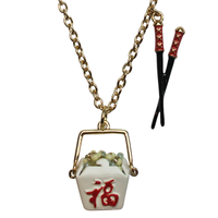 Ritzy Couture “Chinese To Go" Charm Necklace (Goldtone)