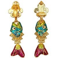 Ritzy Couture Fish Sticks Fishbone Pave Crystal Earrings (Goldtone)