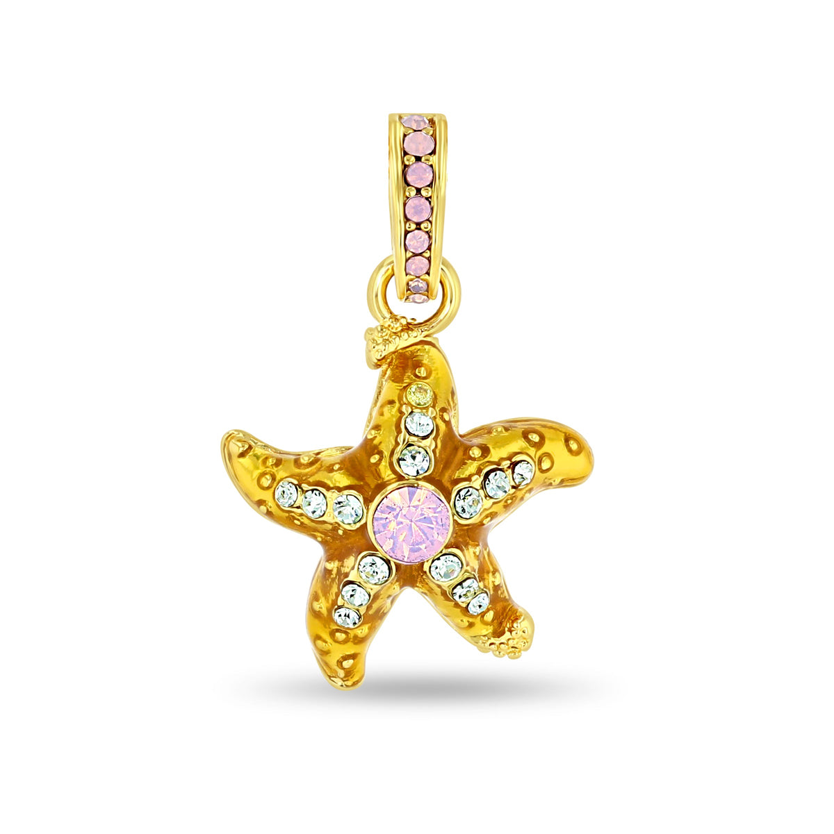 Topaz Crystal Starfish Enhancer Charm by Ritzy Couture DeLuxe - 18K Gold Plated