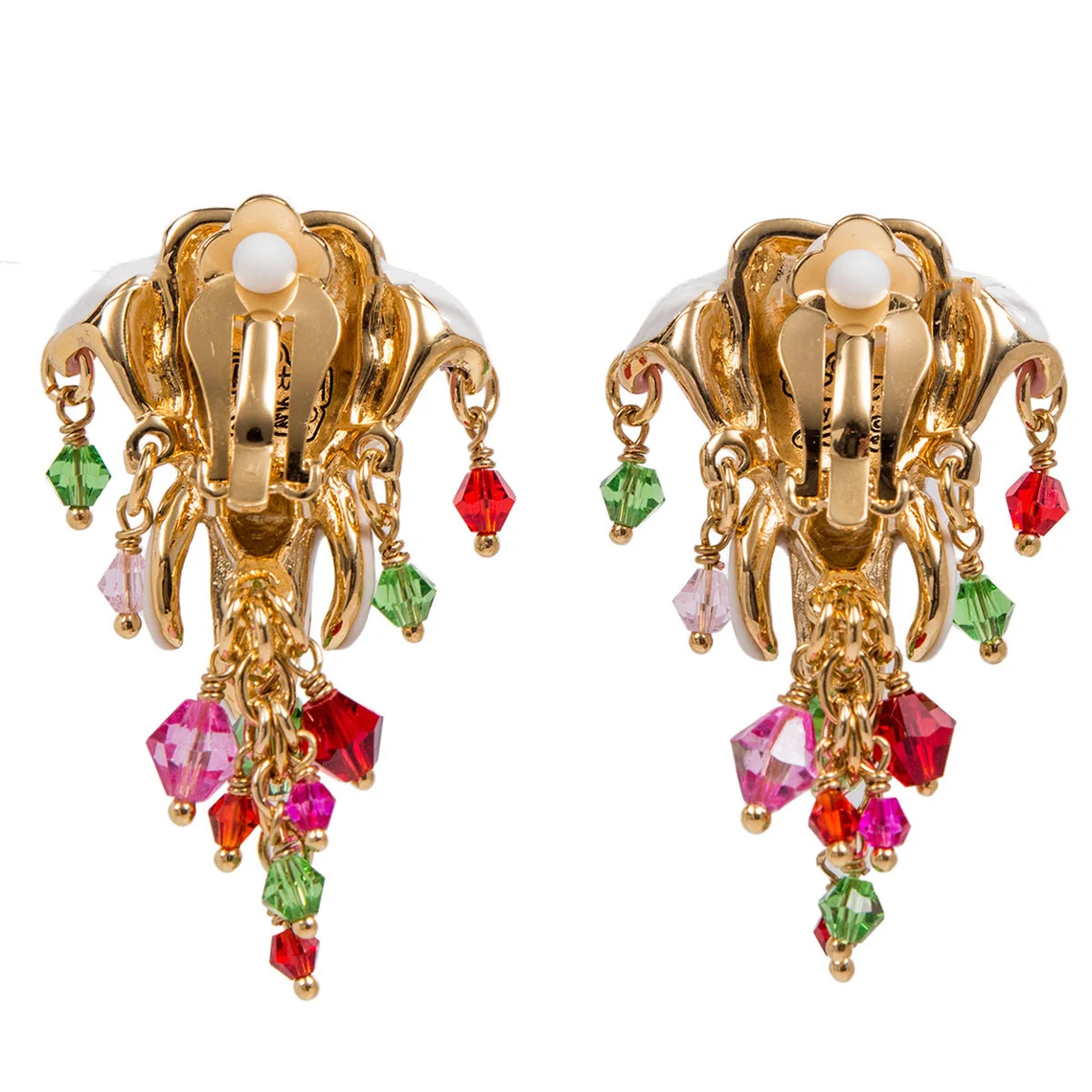 Ritzy Couture Royal Maharaja Painted Elephant Multicolor Dangle Earrings (Goldtone)