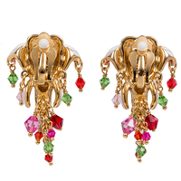 Ritzy Couture Royal Maharaja Painted Elephant Multicolor Dangle Earrings (Goldtone)