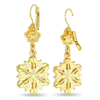 Icy Winter Snowflake Gold Dangle Earrings by Ritzy Couture DeLuxe - 22Gold Plated
