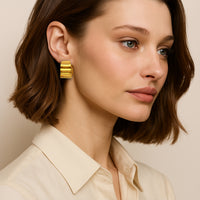 Kenneth Jay Lane Vintage-Inspired 22k Gold Plated Ribbed Clip-On Hoop Earrings