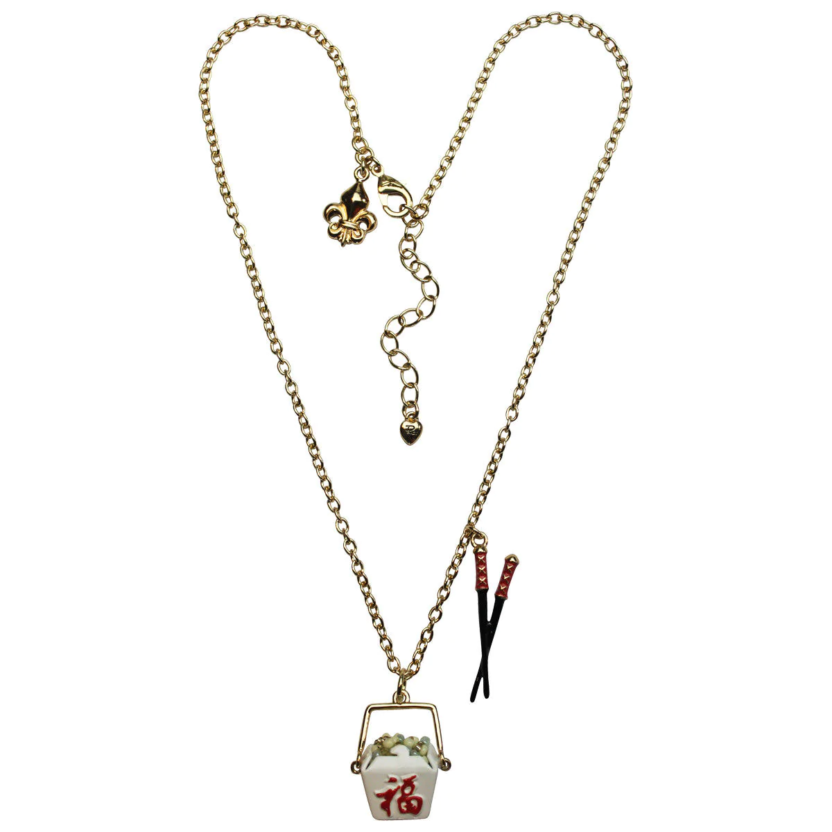 Ritzy Couture “Chinese To Go" Charm Necklace (Goldtone)
