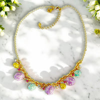 Ritzy Couture DeLuxe Pastel Easter Egg Charm Necklace with Gold Chain