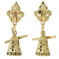 Ritzy Couture Windmill Netherlands Rotating Travel Earrings (Antique Goldtone)