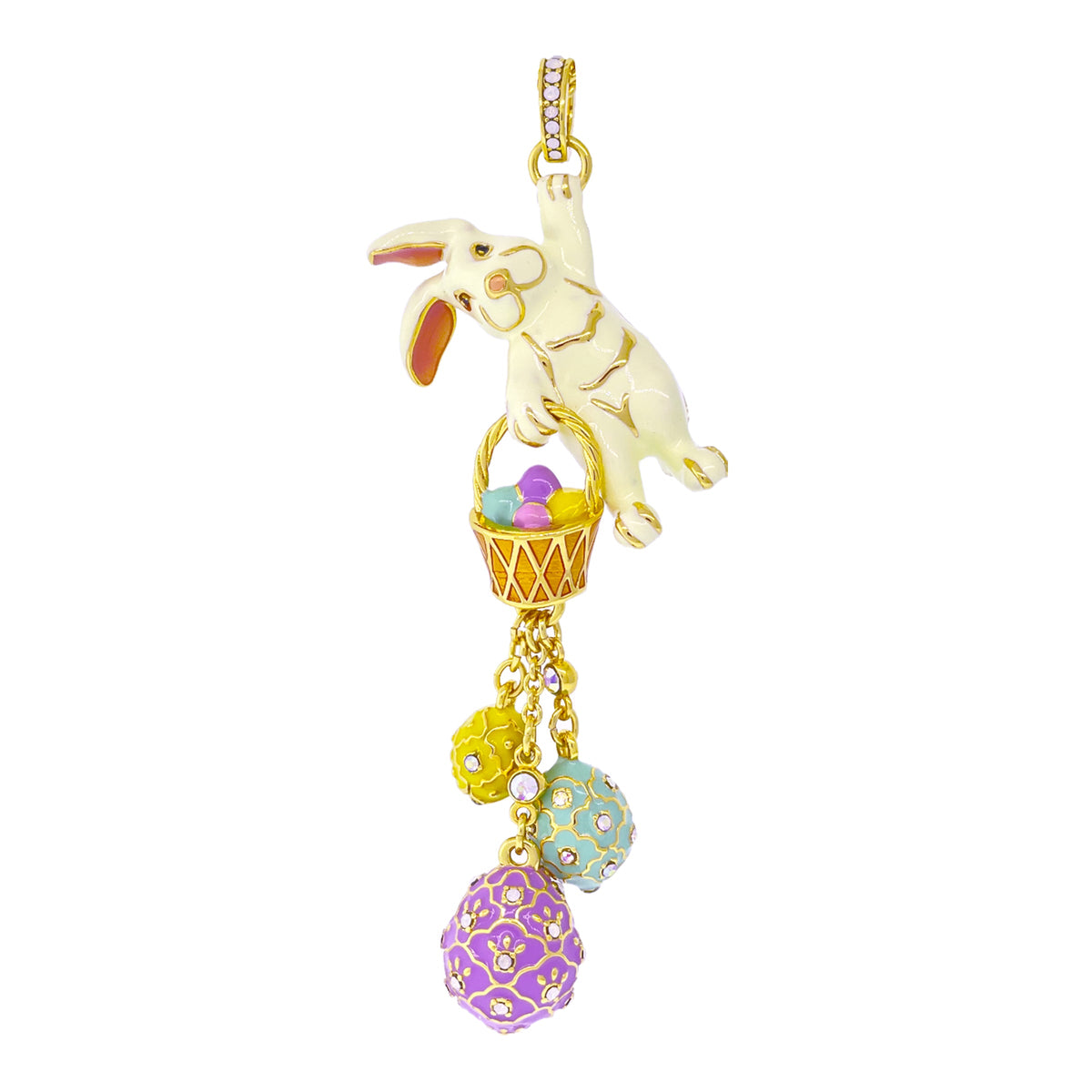 Adorable Easter Bunny Basket Necklace Ritzy Couture DeLuxe - 18k Gold Plating