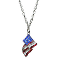 Ritzy Couture American Flag Charm Pendant Necklace (Silvertone) - Red/Blue/Silver