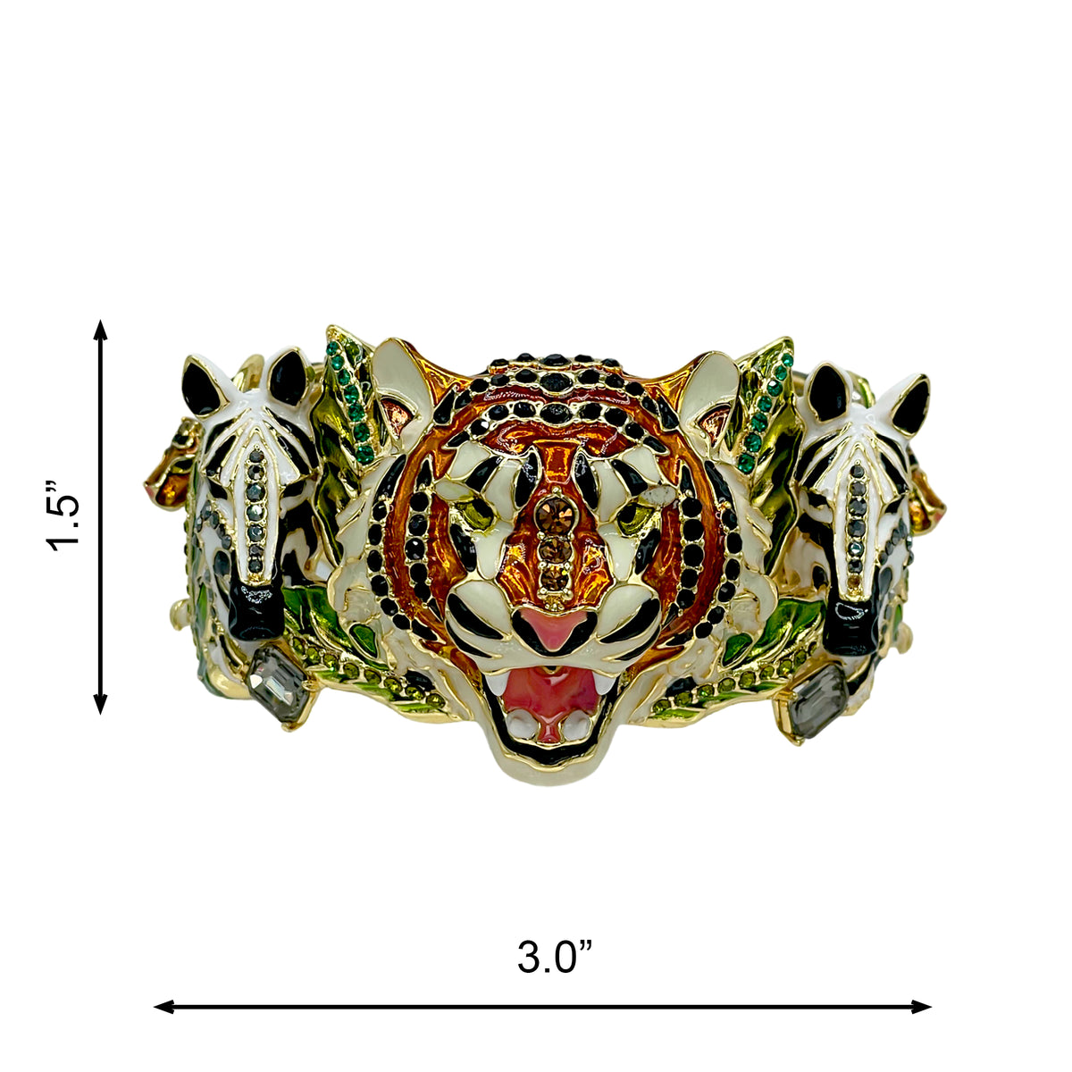 Ritzy Couture DeLuxe Wild Animal Hinged Cuff Bracelet 22k Gold Plated - Size Medium