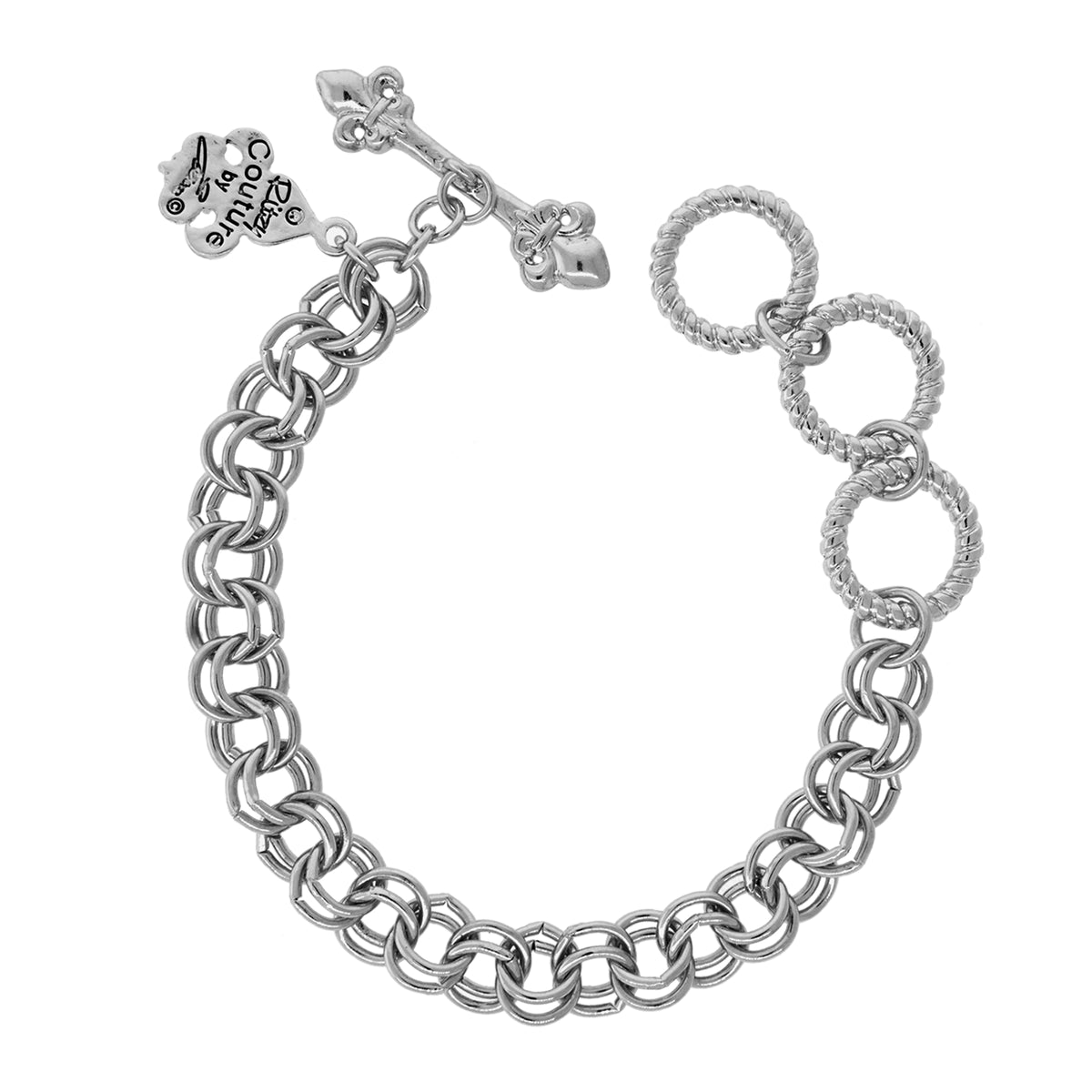 Ritzy Couture Signature Logo Chain Bracelet For Enhancer Charms Silvertone